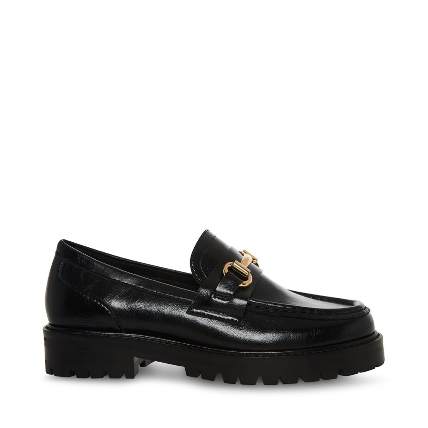 Black Steve Madden Mistor Leather Women\'s Loafers | PH 9160S16Q